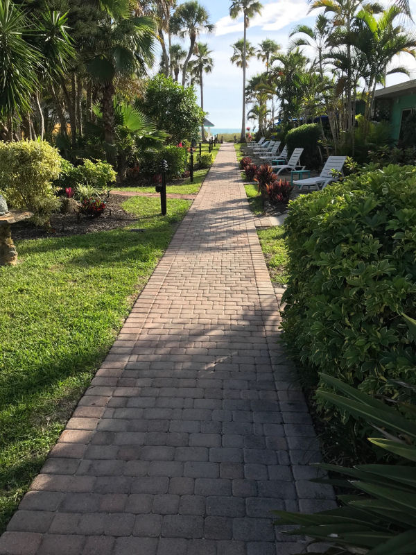 walk looking towards beach in front of room 100