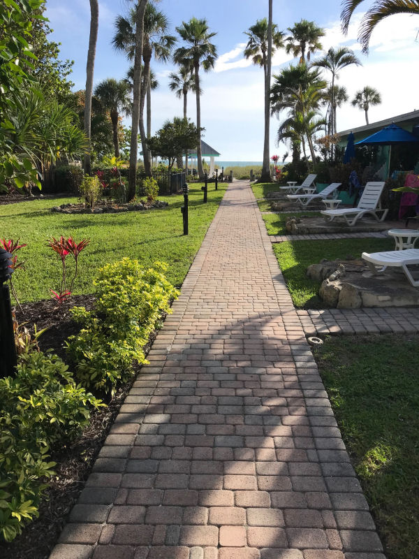 walk looking towards beach in front of room 104